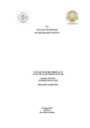 Tamamlanmamış Trıbonaccı Sayıları Ve Determinantları - Nazmiye Yılmaz