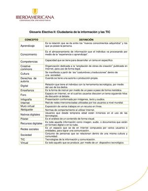 Glosario Electiva Ii Ciudadanía De La Información Y Tic