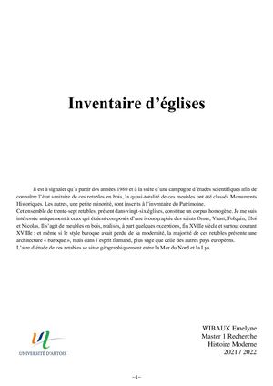 Inventaire églises Flandre