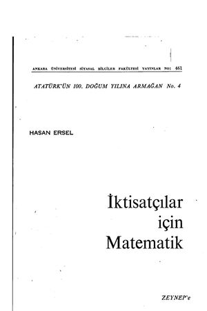 İktisatçılar İçIn Matematik - Hasan Ersel