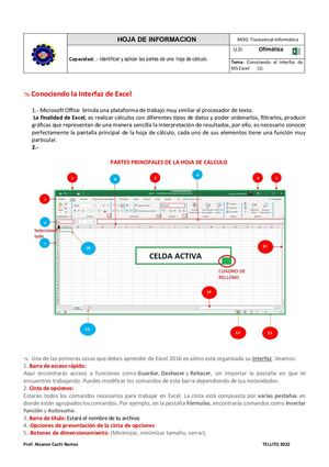 Hoja De Informacion De Excel
