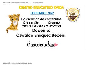 °Dosificación Anual 2022 Onca 5to