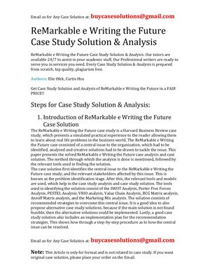 Calaméo - ReMarkable E Writing The Future Case Study Solution Analysis