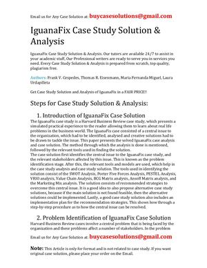 IguanaFix Case Study Solution Analysis