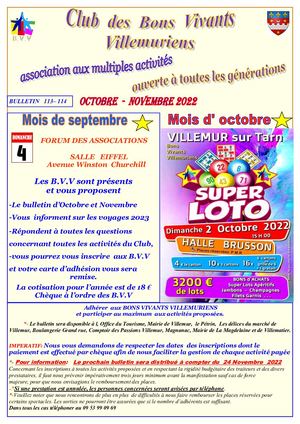 Bulletin 113 114  SEPTEMBRE COTOBRE  2022  BONS VIVANTS VILLEMURIENS