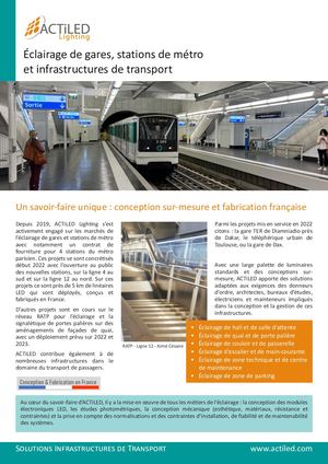 Éclairage de gares, stations de métro et infrastructures de transport