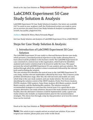 LabCDMX Experiment 50 Case Study Solution Analysis