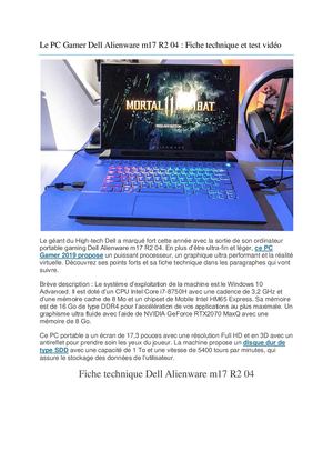 Fiche technique PC Gamer Dell Alienware M17 R2 04