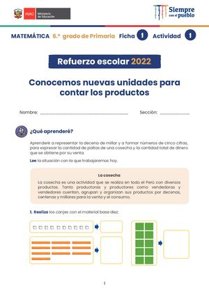 Ficha 6grado Matematica V Ciclo