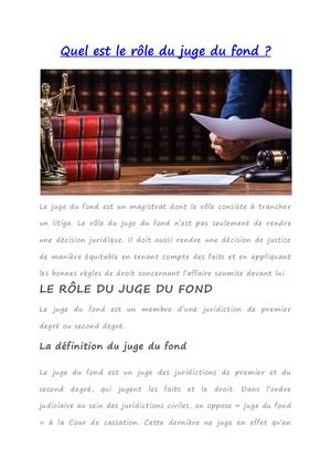 Le rôle du juge du fond : c'est quoi ?