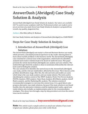 AnswerDash (Abridged) Case Study Solution Analysis
