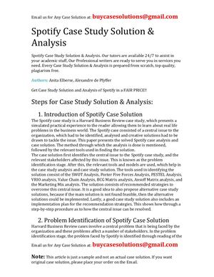 Spotify Case Study Solution Analysis
