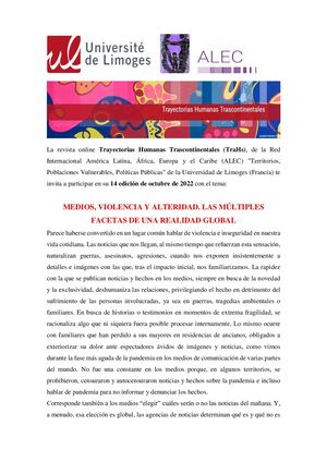 TraHs Nueva Fecha Oct 2022