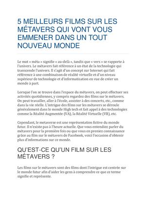Metavers Films Calaméo - Top 5 des meilleurs films sur les métavers