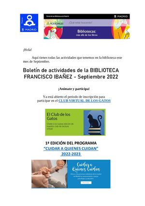Boletin Actividades Septiembre Bpm Francisco Ibañez