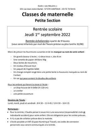 Liste Maternelle 22 Ps