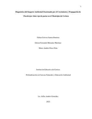 Diagnóstico Del Impacto Ambiental Ocasionado Por El Crecimiento Y Propagación De Thunbergia Alata 121 (12