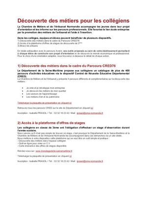 Découverte Métiers DT76