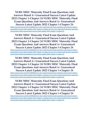 NURS MISC Maternity Final Exam Questions And Answers Rated A