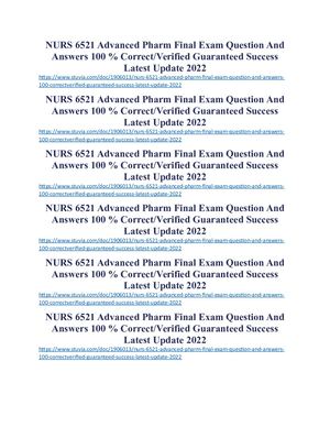 Calaméo - NURS 6521 Advanced Pharm Final Exam Question And Answers 100