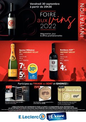 Invitation Foire aux Vins 22 Eleclerc Oceane Reze