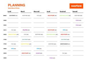 PLANNING COURS COLLECTIFS EASYGYM 1