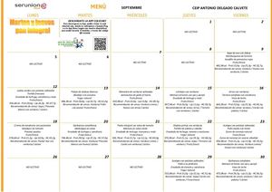 MENÚ Septiembre CEIP AD.Calvete