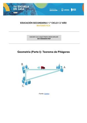 Geometría (Parte I) Teorema De Pitágoras Educación Secundaria