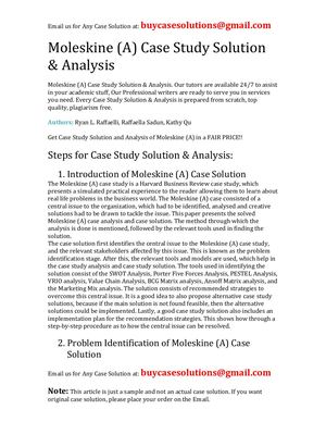 Moleskine (A) Case Study Solution Analysis