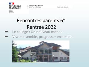 2022 Accueil Parents 6o Rentree