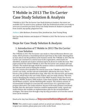 Calaméo - T Mobile In 2013 The Un Carrier Case Study Solution Analysis