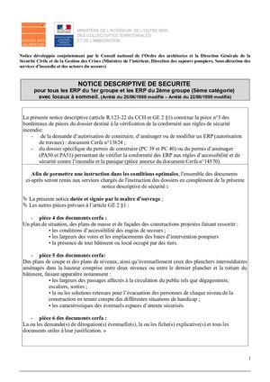 Notice descriptive de sécurité modèle