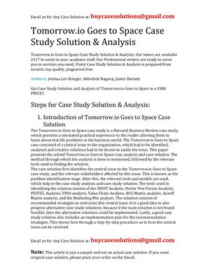 Calaméo - Tomorrow io Goes To Space Case Study Solution Analysis