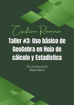 Taller #3: Uso básico de GeoGebra en Hoja de cálculo y Estadística