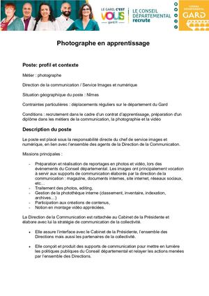 Recherche Apprenti Photographe En Alternance