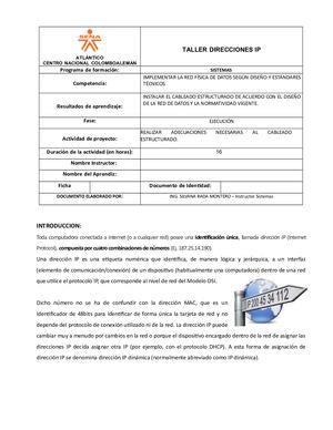 Direcciones Ip Solucion