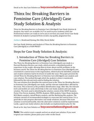 Thinx Inc Breaking Barriers In Feminine Care (Abridged) Case Study Solution Analysis