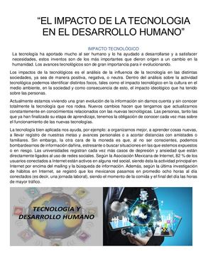El Impacto De La Tecnologia En El Desarrollo Humano