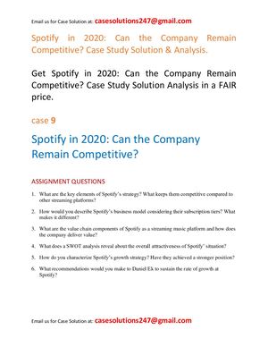 Spotify In 2020 Can The Company Remain Competitive? Case Study Solution Analysis