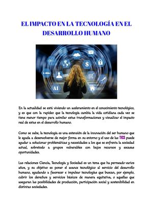 El Impacto En La Tecnología En El Desarrollo Humano