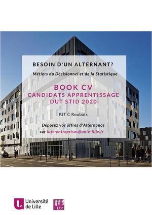 [Alternance] BOOK CV CANDIDATS APPRENTISSAGE DUT STID, LILLE 2021
