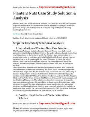 Planters Nuts Case Study Solution Analysis