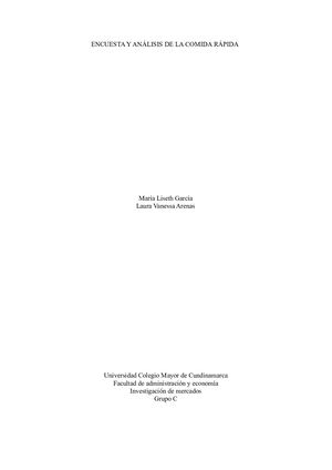 Encuesta Y Análisis De La Comida Rápida