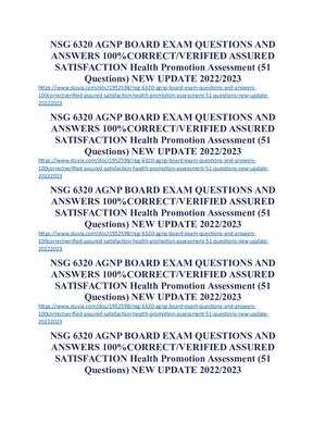 NSG 6320 AGNP BOARD EXAM QUESTIONS AND ANSWERS 100