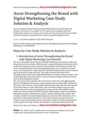 Accor Strengthening The Brand With Digital Marketing Case Study Solution Analysis