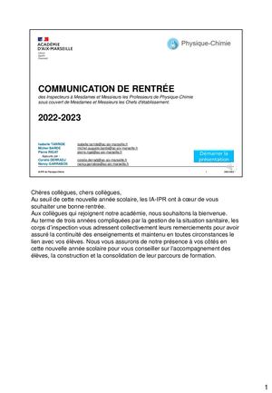 2022 2023 Lettre De Rentrée Total Diapos Commentaires