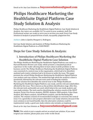 Philips Healthcare Marketing The Health Suite Digital Platform Case Study Solution Analysis
