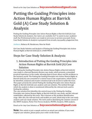 Putting The Guiding Principles Into Action Human Rights At Barrick Gold (A) Case Study Solution Analysis