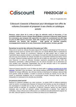 Communiqué de Presse Cdiscount x Reezocar