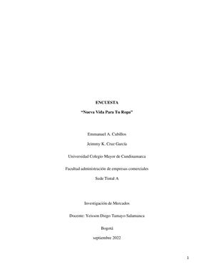 Encuesta Nueva Vida Para Tu Ropa